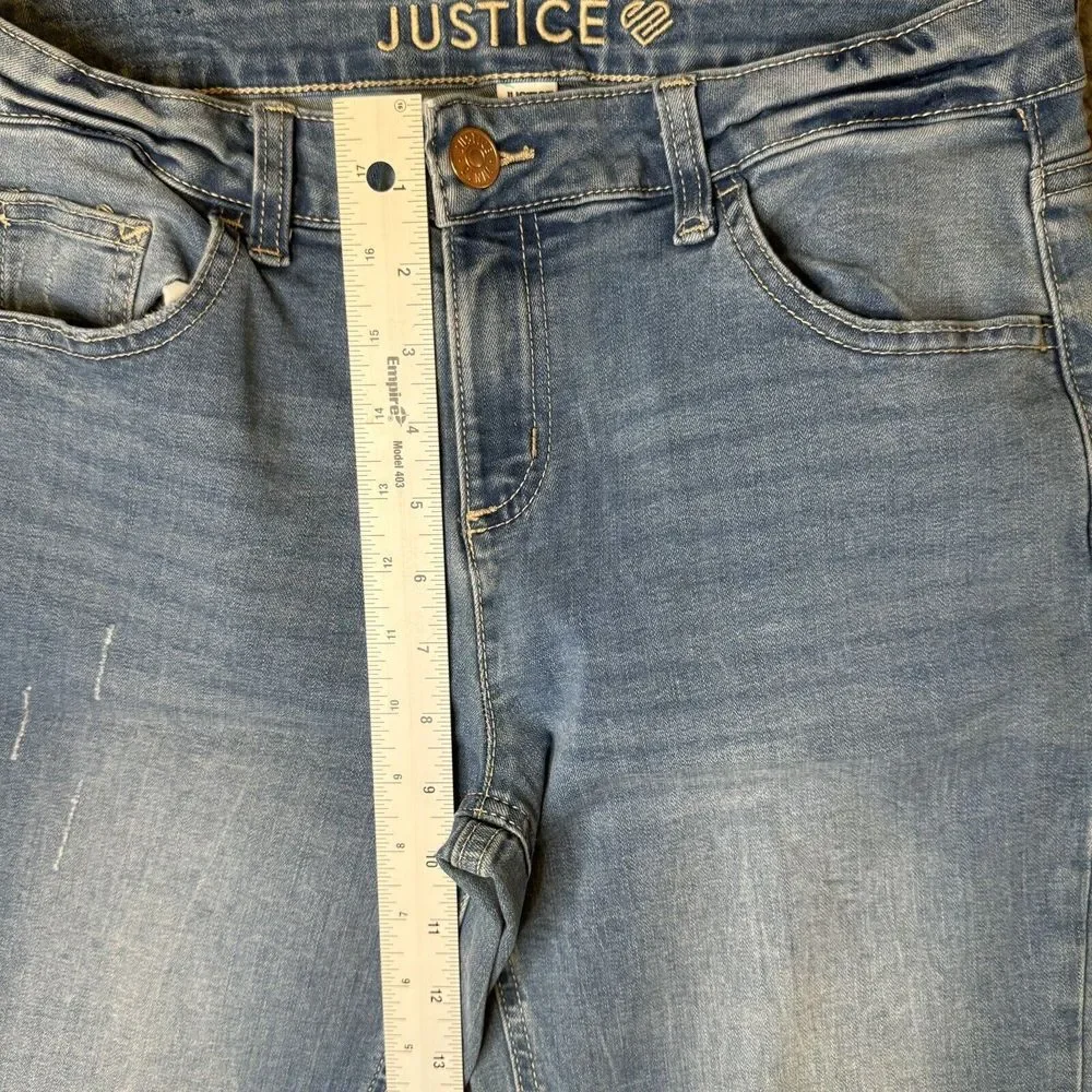 Justice‎ Girlfriend Raw Hem Distressed Blue Jegging Stretch Jeans Girls 14 Plus